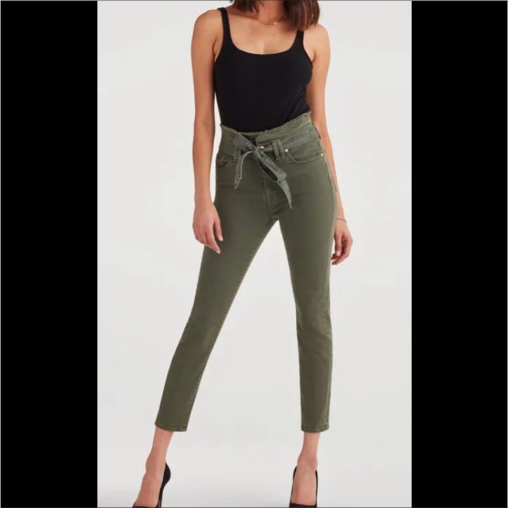 7 For All Mankind High Paper Bag Waste with Belt Cropped Jeans NWT sz 32